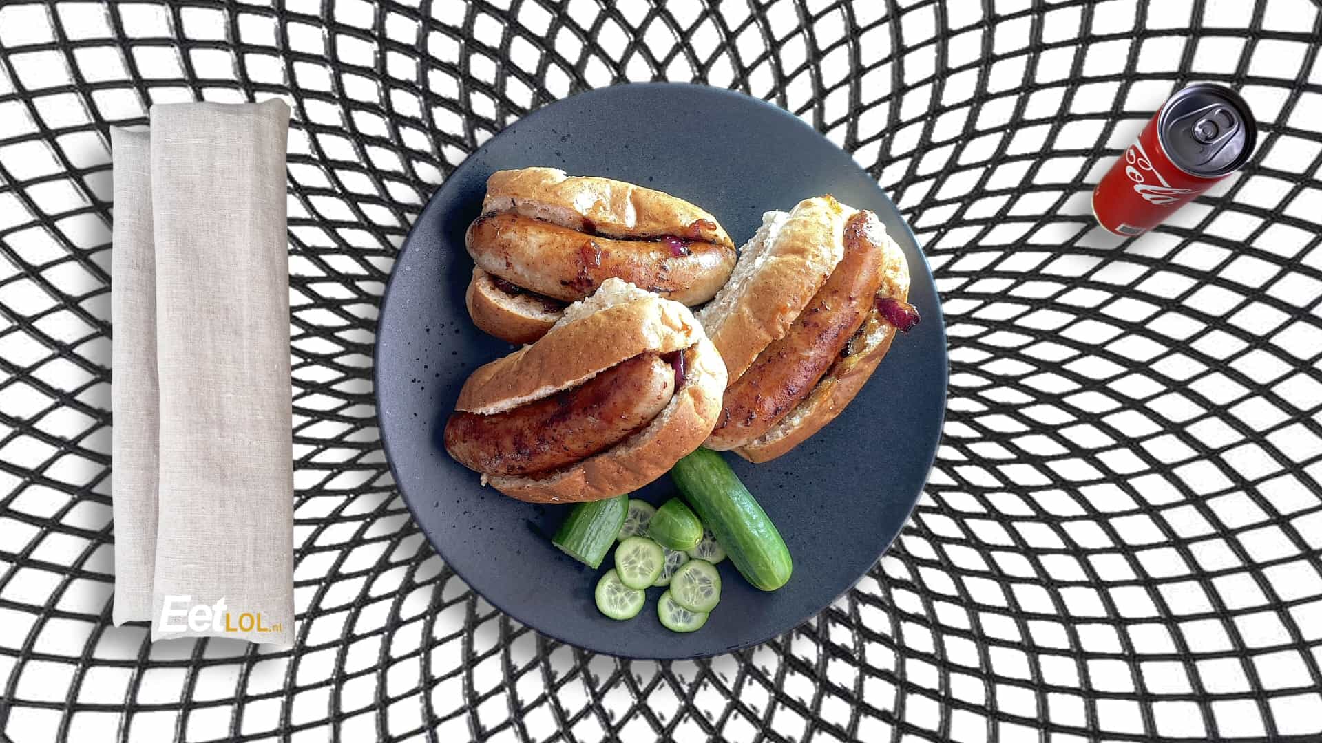 Puntbroodje braadworst met ui