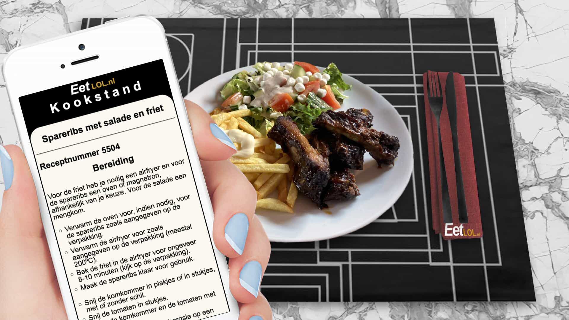 Spareribs met salade en friet