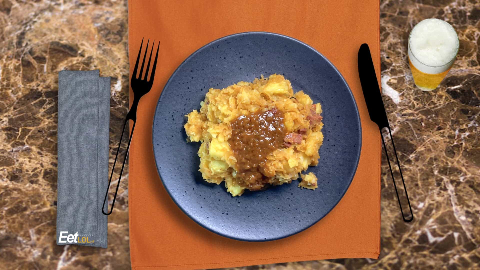 Stamppot zuurkool met chorizo en ananas